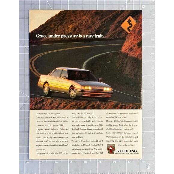 Sterling 827SL "Grace under pressure: Made in England" Vintage Print Ad 1989 - Picture 2 of 3